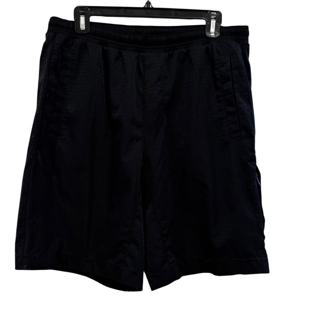 Lululemon Mens Black Grid Texture Athletic Shorts Size Large Gym Activewear